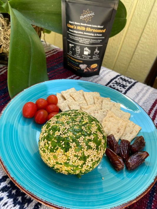 Lion's Mane infused vegan cheese ball