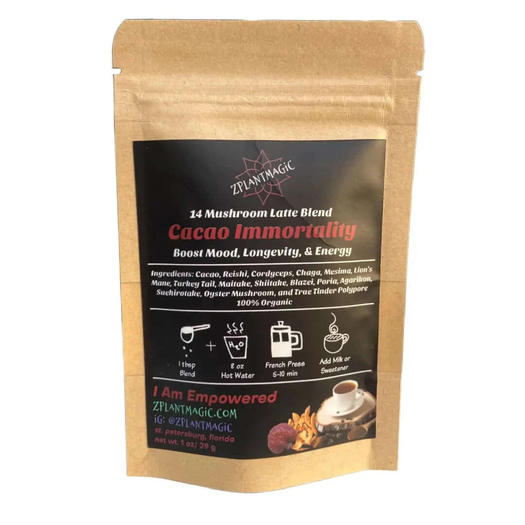 Cacao Immortality - 14 Mushroom & Cacao Coffee Alternative - Free Shipping  - 1 oz