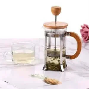 Bamboo Glass French Press steeping